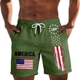 thumbnail image 2 of Mens Casual Shorts Independence Day Print Short Pant with Drawstring Patriotic Beachwear Holiday Beach Shorts Army Green L, 2 of 5