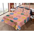 thumbnail image 4 of Ambesonne Christmas Emoji Fitted & Top Sheet Set with Shams, Modern Poop Snow, Pale Pink Mustard Green, 4 of 5