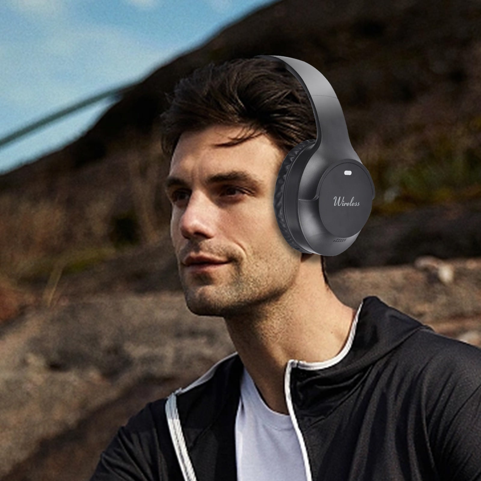 Wireless Headset with AI Noise Cancelling Microphone Bluetooth Headset - Bluetooth V5.2 Headphones with USB Dongle, Charging Base & Mic Mute for Computer/Laptop/PC/iPhone/Android/Cell Phones(Black)