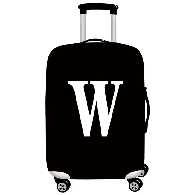Housse de Valise Housse de Bagage Housse de Protection Valise Anti-Poussière Résistante à l'Usure Série Lettres Blanches Étui de Protection Accessoires de Voyage 8White W L