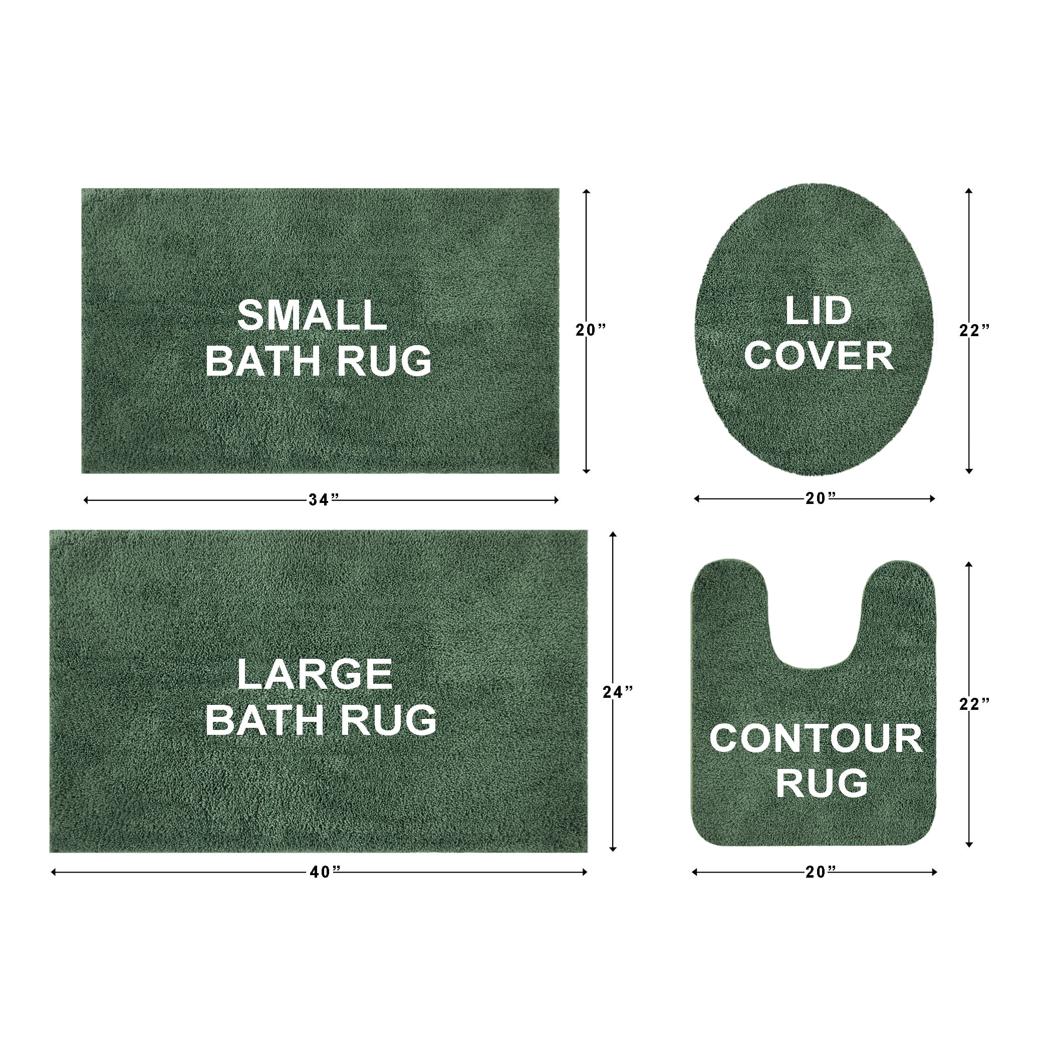 Mainstays Performance Recycled Polyester 3 Piece Bath Rug Set, Green Sage