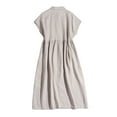 thumbnail image 5 of ShomPort Cotton Linen Shirt Dress for Women Summer Loose Lapel Buttons Cap Sleeves Plain Midi Length Dress, 5 of 5