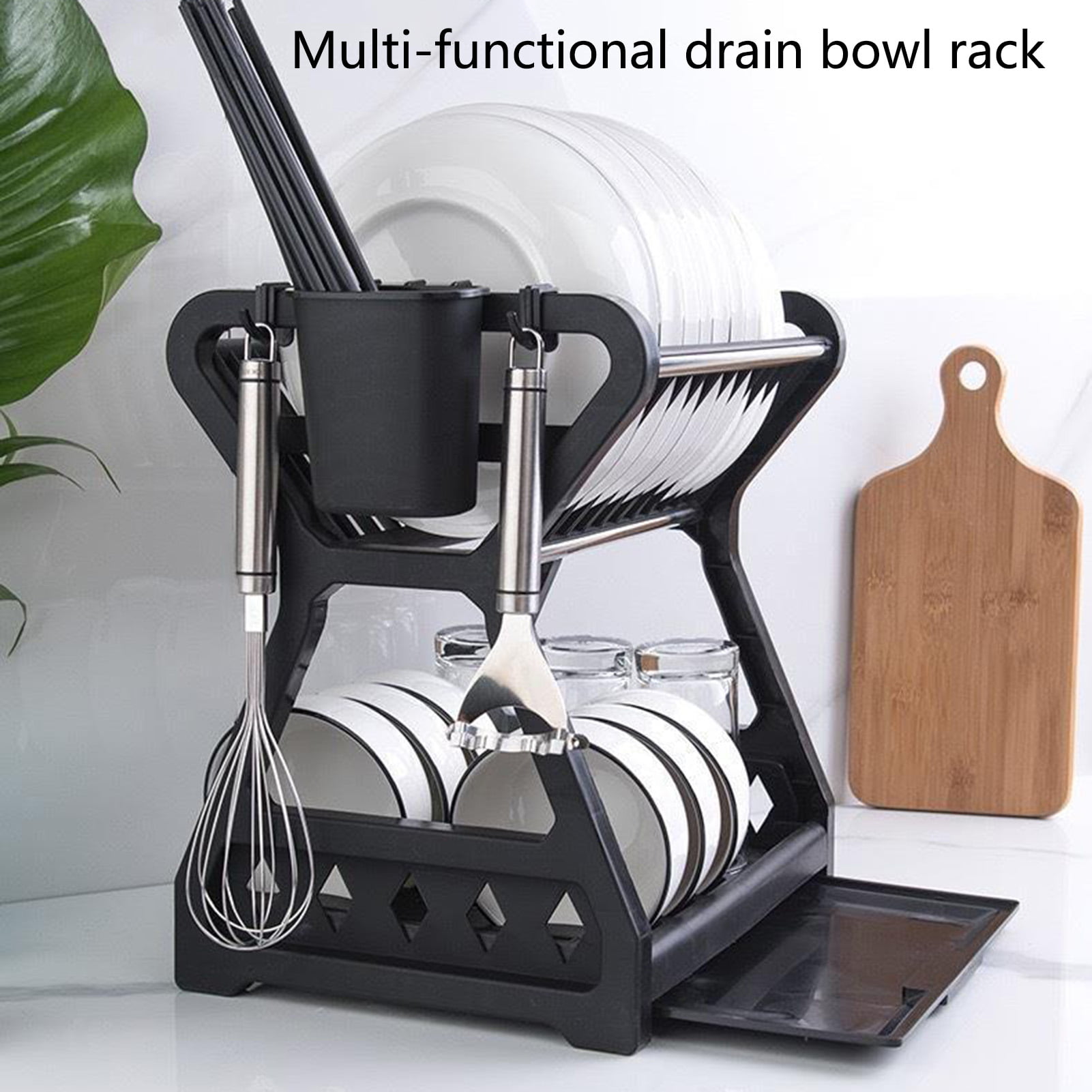 Vearear Dish Storage Rack Drain Design Rust-proof Save Space Long Time Use Not Easy to Be Damaged Keep Dishes Dry/Clean Non-Slip Multifunctional Dish
