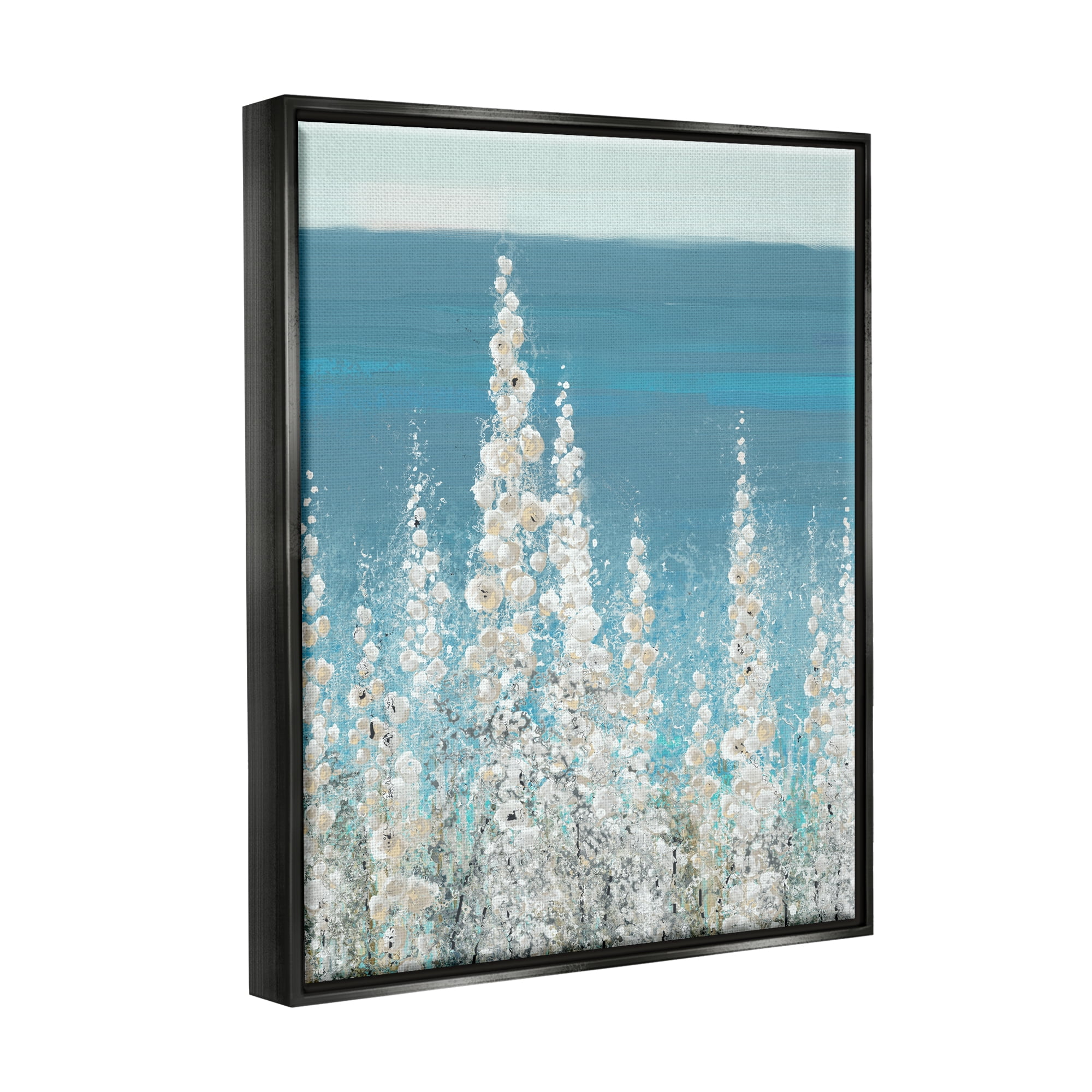 Stupell Industries White Coastal Blooms Botanical & Floral Painting Black Floater Framed Art Print Wall Art, 17 x 21