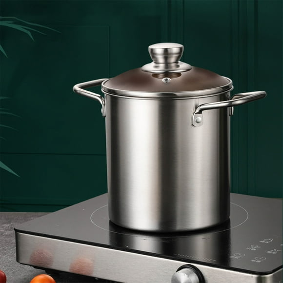 Danhjin Friteuse Friteuse Multifonction Mini Casserole à Huile Chaude en Acier Inoxydable 304, Mini Artefact Écoénergétique avec Filtre, Ensemble de Friture Trois-en-un (Couvercle + Casserole + Couvercle Coulissant Assorti