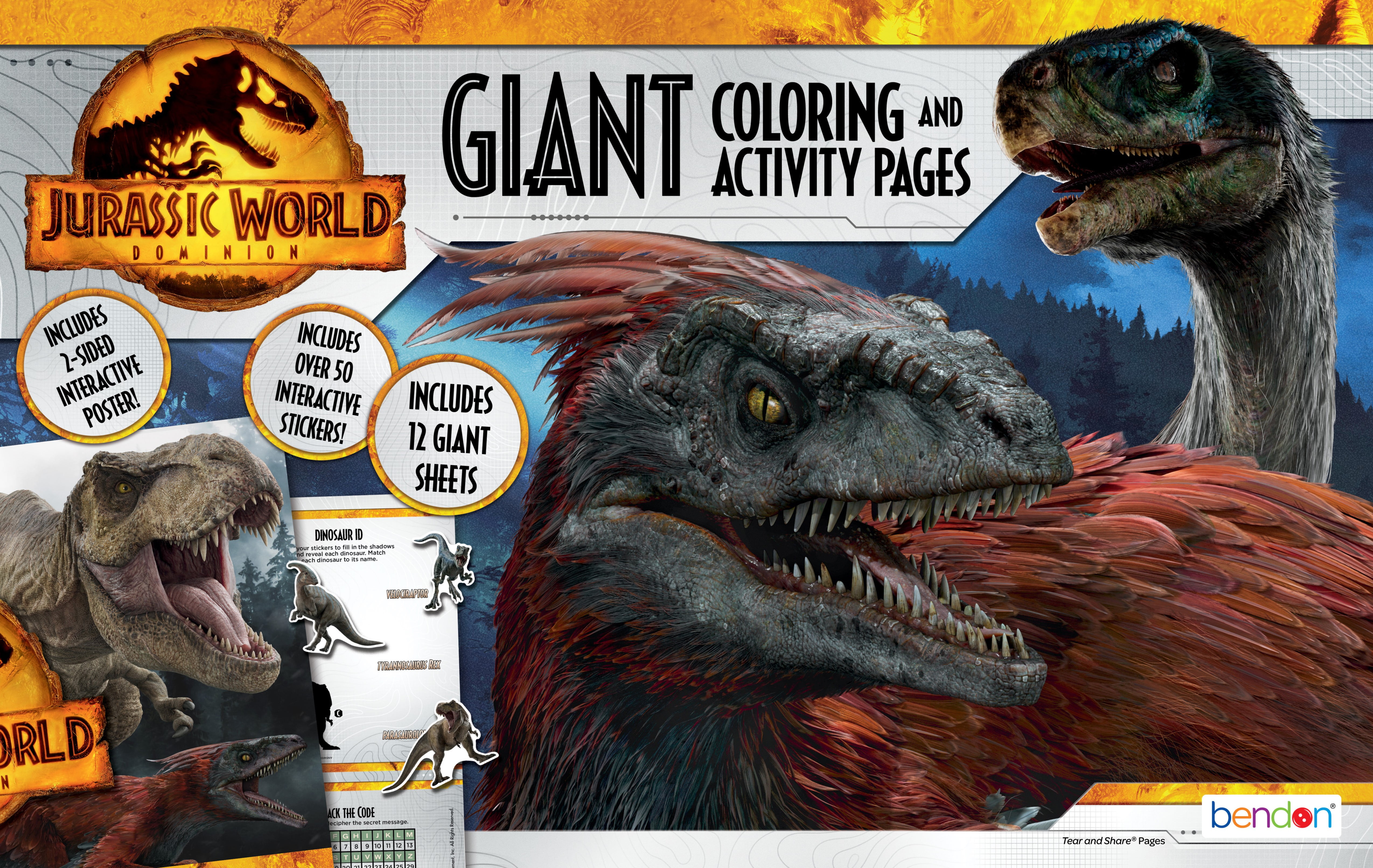 Jurassic World Dominion Giant Coloring Book with Stickers, 12 Pages (Paperback)