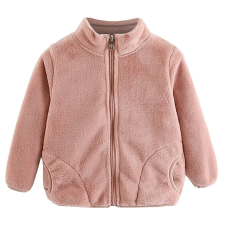 

Odeerbi Kids Thermal Jacket Toddler Baby Boys Girls Cute Solid Color Keep Warm Pocket Zipper Coat Pink