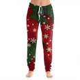 thumbnail image 4 of Women's Christmas Print Pajama Pants, Elastic Waist Tapered Casual Jogger Trousers, Holiday Cozy Soft Winter Sleepwear Bottoms Green XL, 4 of 5