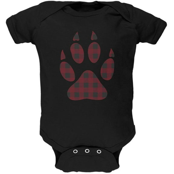 Autumn Buffalo Plaid Bear Claw Paw Soft Baby One Piece Black 6 Month