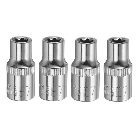 Uxcell 4pcs E-Torx Socket 1/4" Drive E7 External Torx Deep Socket CR-V Star Socket 1" Length