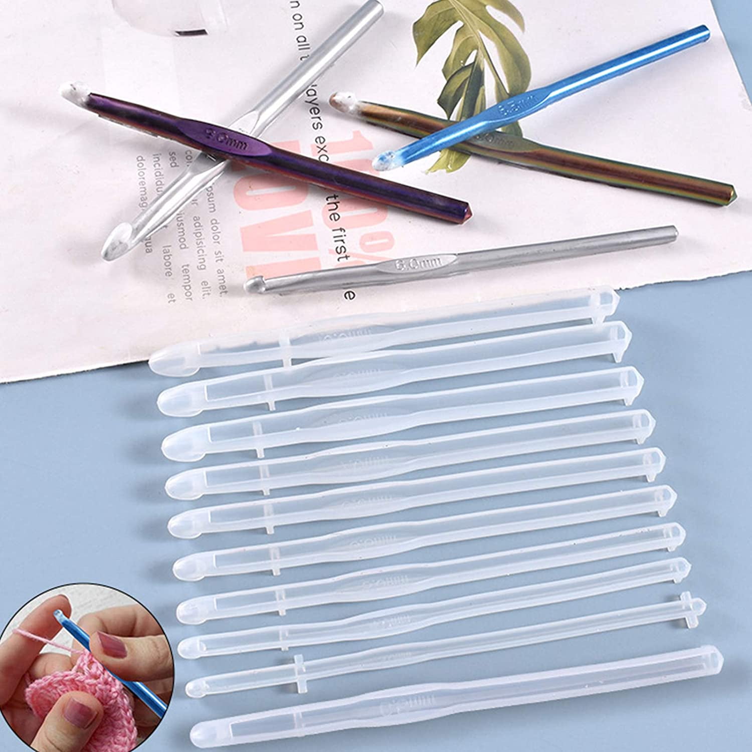 ABCISI Crochet Hooks, 20Pcs Resin Silicone Crochet Hook Set to create 3-10mm Crochet, DIY Crochet Knitting Sweaters Tools, Ideal for Yarn Crafts DIY Enthusiasts
