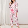 thumbnail image 2 of Sikiie Cute Flamingo with Heart Women's Long-Sleeve Shirt and Full-Length Bottom Pajama Set (s-xxl)-Small, 2 of 7
