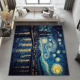 thumbnail image 4 of Area Rugs 7 X 8 ft Rug for Living Room Soft Non Slip Rug Low Pile Van Gogh Style Starry Night View Artistic Printed Rugs Bedroom Farmhouse Dining Room, Home Decor Indoor Dark Blue Golden Yellow, 4 of 7