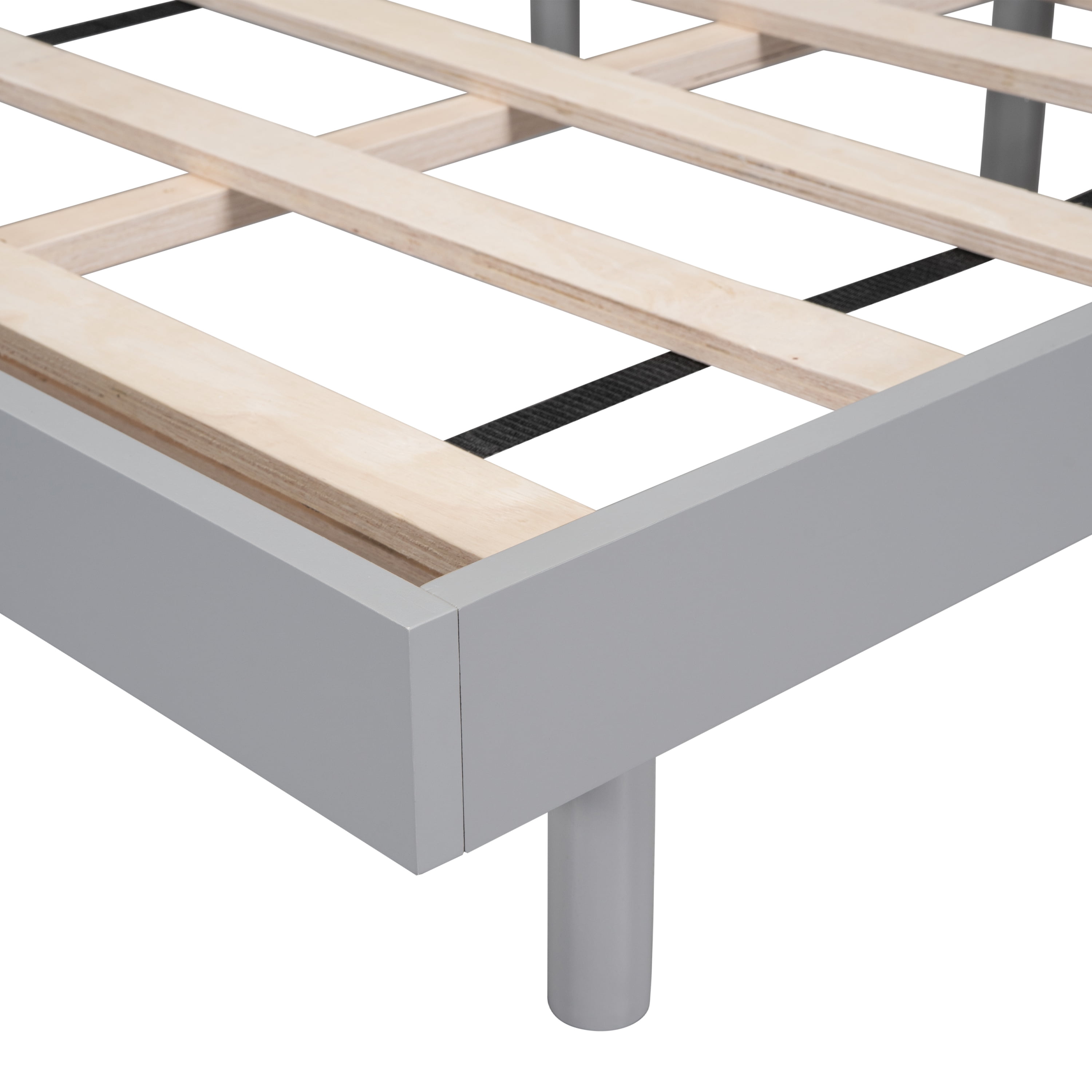 Miniyam Wood Queen Size Floating Bed for Adult, Gray