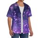 thumbnail image 2 of Balery Purple Bubble Abstract Art Camisa Casual de Manga Corta con Botones para Hombre, Texturizada, Estilo Cubano, para Playa, Verano-Small, 2 of 5