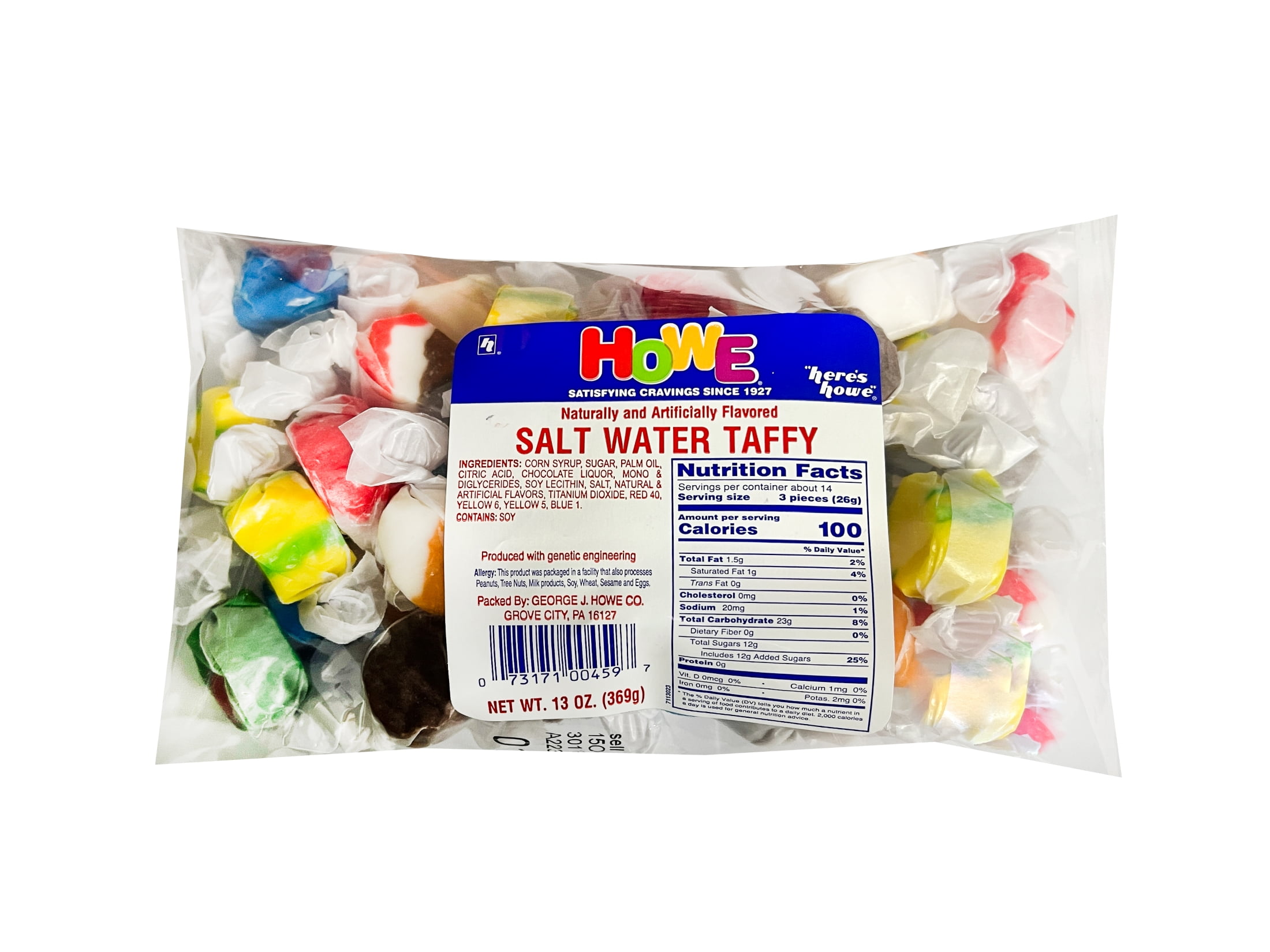 (3 pack) Howe Salt Water Taffy Taffy Candy, 13 oz, Bag