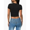 thumbnail image 2 of Womens Slim Fitted Crop Tops - Basic Crew Neck Short Sleeve Casual Tees for Going Out, 2 of 5
