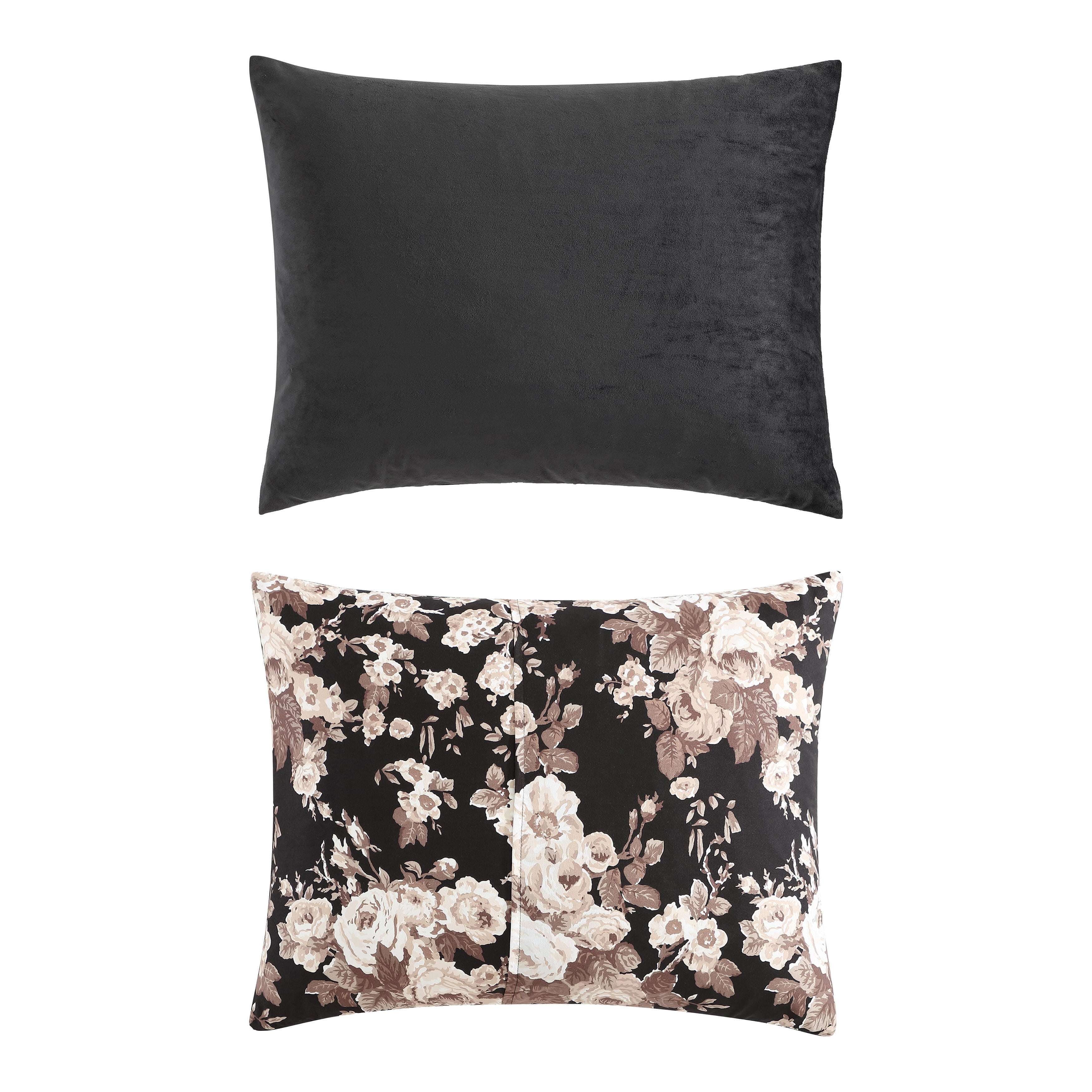 Betsey Johnson Velvet Solid Black King Duvet Cover Set, Soft Bedding with Shams, Machine Washable