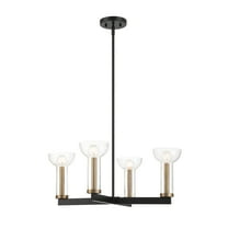 Designers Fountain Nova 25 inch 4-Light Matte Black Modern Chandelier with Clear Seedy Glass Shades, D283C-4CH-MB