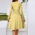 thumbnail image 4 of WTOBBY Women's Fashion Casual V-Neck Long Sleeve Waist Floral Print Midi Dress Feminine Floral Pattern with Accentuated Waist for Spring Versatile Length for Work and Play,Yellow XL, 4 of 4
