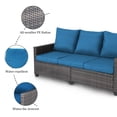thumbnail image 4 of Decksplore 3-Seat All-Weather Outdoor Rattan Sofa, High Back Brown Wicker Patio Sofa with Peacock Blue Cushions for Backyard Garden Patio Lounge, 4 of 8