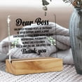 thumbnail image 4 of Appreciation Boss Gifts for Men Women, Dear Boss Thank You Desk Decor Acrylic Desk Plaque Sign with Wood Stand Home Office Desk Sign Keepsake Present for Boss Birthday Leaving Retirement, 4 of 5