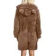 thumbnail image 4 of DTBPRQ Women's Fleece Onesise Romper Sleepwear Warm Fuzzy Cartoon Bear Outfits Pajamas, Sherpa Hooded Cardigan Outwear Short Jumpsuit Playsuit Nightwear Set, 4 of 6