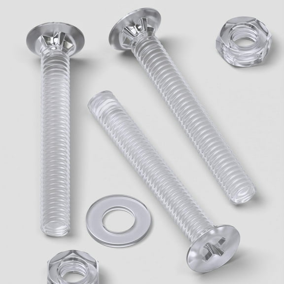 50 x Crosshead Countersunk Screws Nuts and bolts, Transparent Clear Plastic Acrylic, M4 x 30mm - Acrylic Plastic Screws, (5/32 x 1 3/16 in)