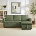thumbnail image 3 of L-Shaped Corduroy Modular Sectional Couch with Chaise Lounge, Pull-Out Bed, Convertible Sleeper Sofa Bed with Storage for Living Room, Green, 3 of 7
