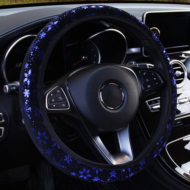 CARTTOU Fashion Printed Snowflake Pattern Steering Wheel Covers Universal Car Decoration Vehicle Ornament
