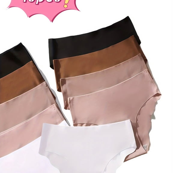 [Ensemble de 10 Pcs de Culottes Confortables Sans Coutures] Ensemble de 10 Pcs Couleur Unie Simples Culottes Confortables Sans Coutures