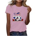 thumbnail image 1 of Blusas para las Mujeres Casual, Estampado Manga Corta Cuello Redondo Camiseta Top Hecho de Cómodo Estante de Imitación para Toda la Temporada de Uso Diario, Tops Cortos para las Mujeres, 1 of 5