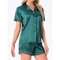 thumbnail image 2 of DARING DIVA Satin Silky Pajamas Button Down 2 Pieces Sleepwear S Green, 2 of 7
