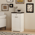 thumbnail image 5 of 10 Gallon Tilt Out Trash Cabinet Freestanding Trash Bin Cabinet Wood Garbage Recycling Cabinet with Hideaway Drawer Pet Proof Trash Can Holder for Kitchen Living Room, Antique White, 5 of 10