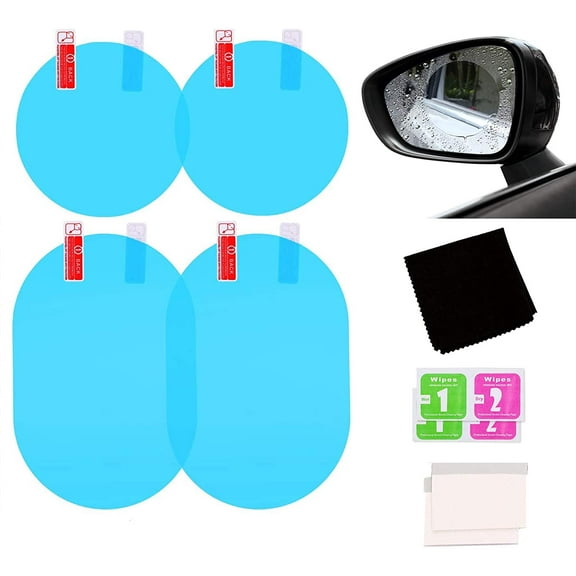 Walbest 2Pcs Car Rear View Mirror Film HD Clear Rainproof Film Anti-Fog Anti-Glare Anti-Scratch Anti-Mis Rainproof Waterproof, Safe Driving Sticker (Oval)