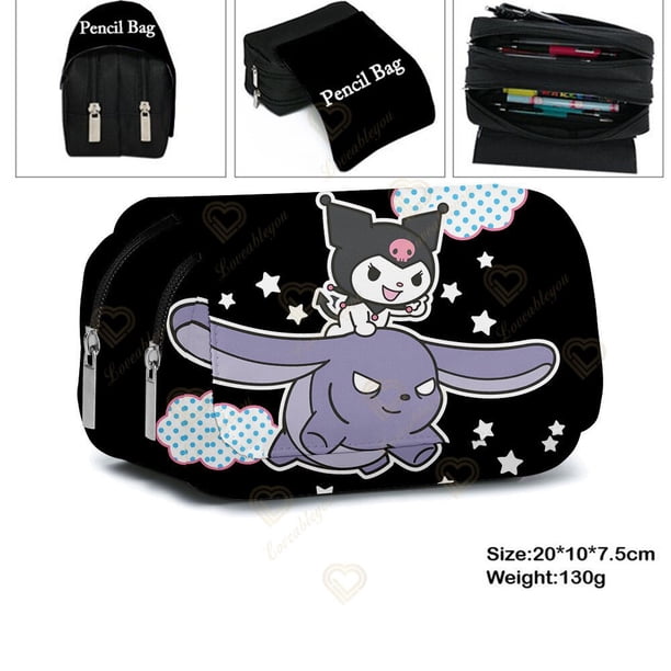 Bolsa de lápices Sanrio Kuromi, estuche de lápices de gran capacidad, dibujos animados, Anime, Kuromi, papelería, chica, encantador
