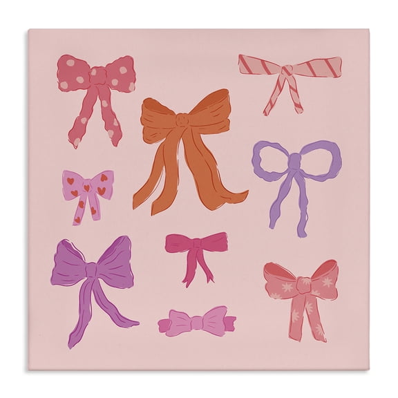 Stupell Industries Shabby Chic Stylish Fashion Bows on Pink Canvas Art, 17 x 17, by Sazerelli Designs