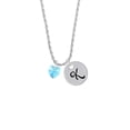 thumbnail image 2 of Delight Jewelry Hot Blue Crystal Heart Silvertone Script Initial Disc - K - Charm Necklace, 20"+3", 2 of 4