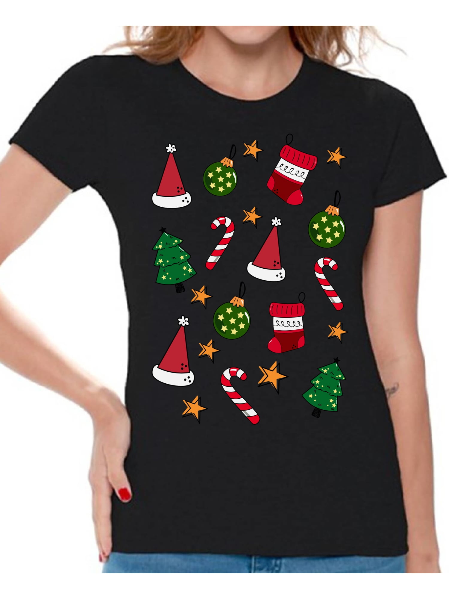 Awkward Styles Ugly Christmas Shirts for Women Xmas Christmas Pattern T Walmart Christmas Shirts