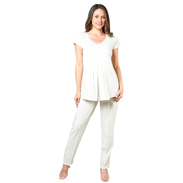 Conjunto de Maternidad Casual algodón Cómoda Almacenes Mario Color Blanco Talla Unitalla