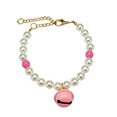 StarBay Dog Necklace Adjustable Fake Pearl Decorative Bell Charm Dog Necklace Collar Pet Supplies Pet Necklace Jewelry