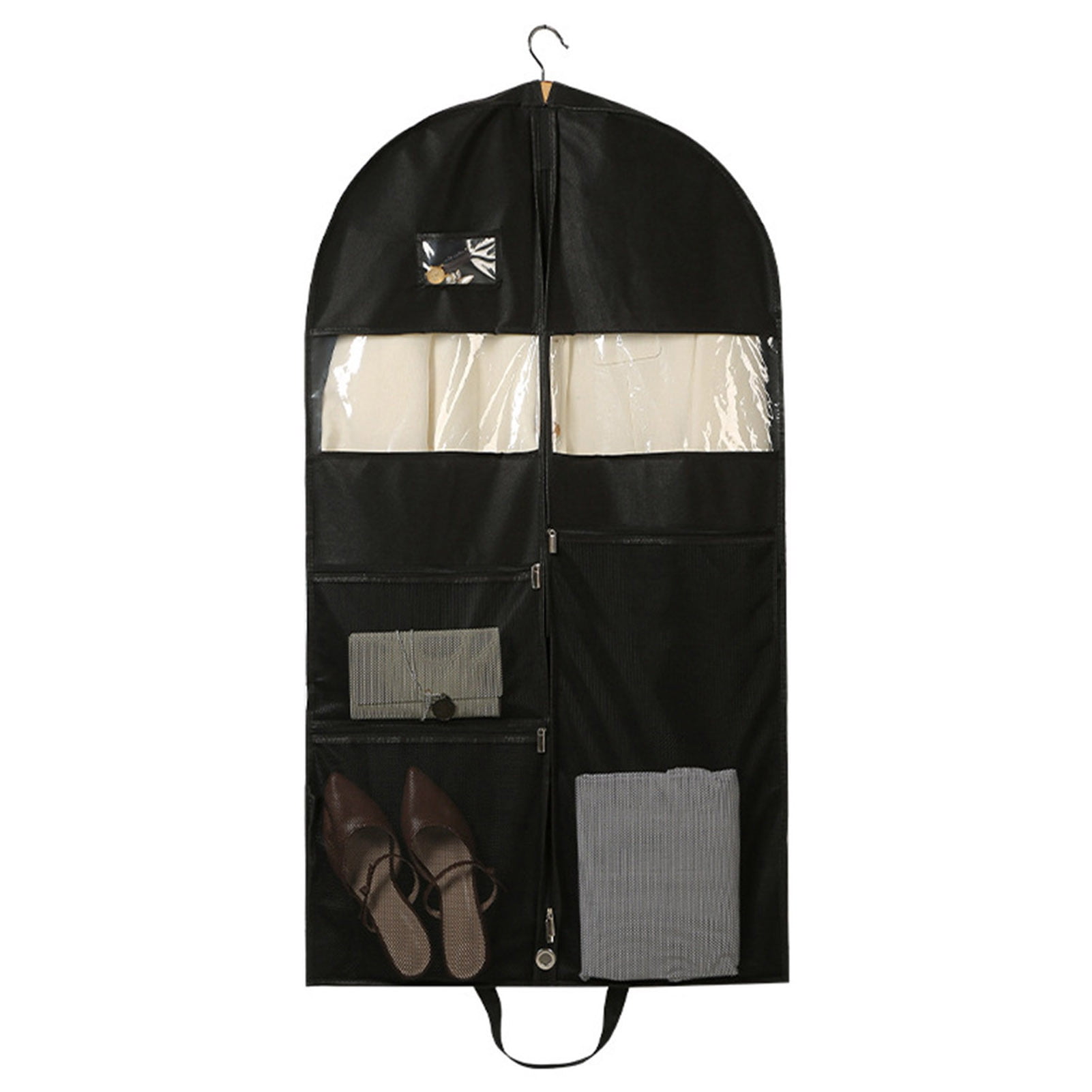 tasrioml Garment Bag Smooth Zipper Breathable Fabric Mesh Pockets Clear Windows with Handle Hanging Closet Clothes Storage Organizer