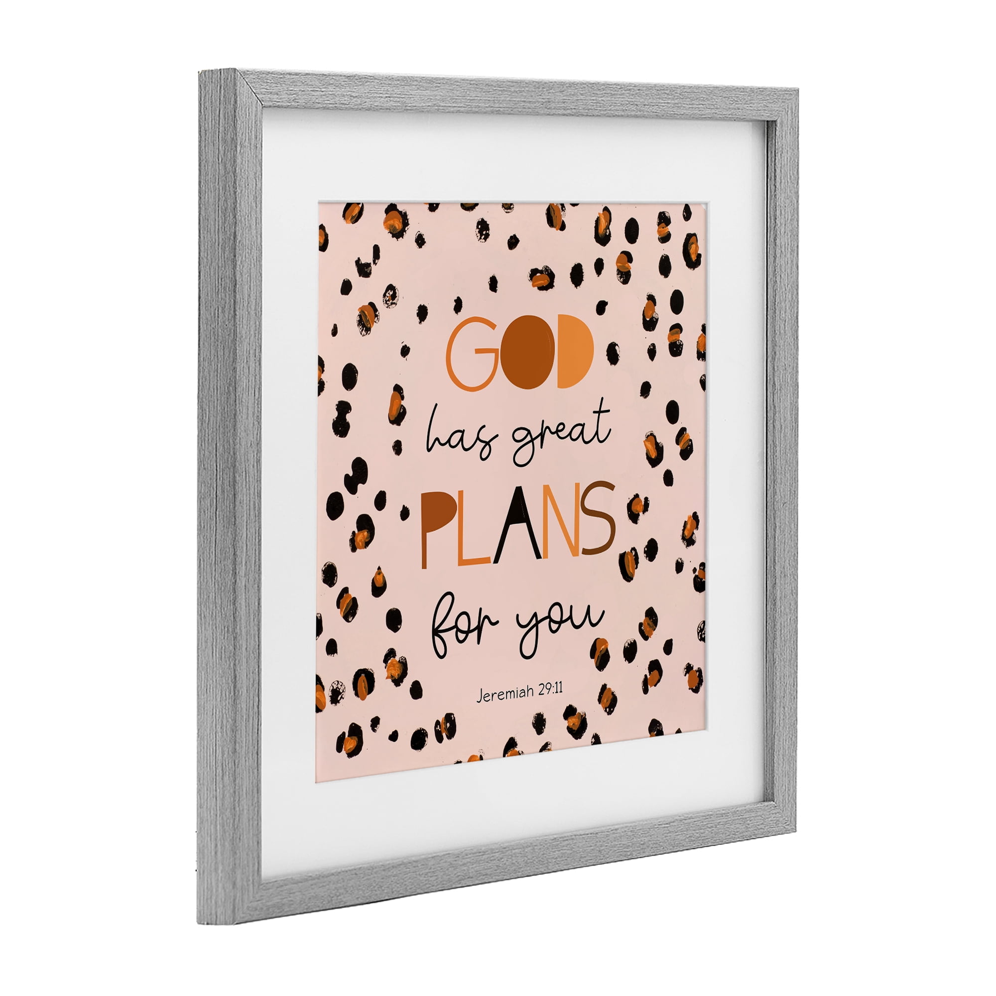 Stupell Industries God Has Plans For You Gray Framed Print Under Glass, design by Patricia Pinto