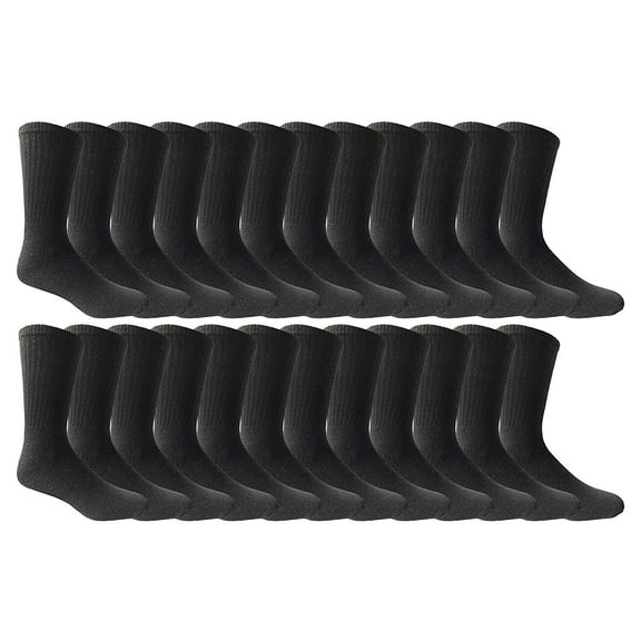 24 Pairs of Mens Sports Crew Socks, Wholesale Bulk Pack Athletic Sock, by SOCKS'NBULK