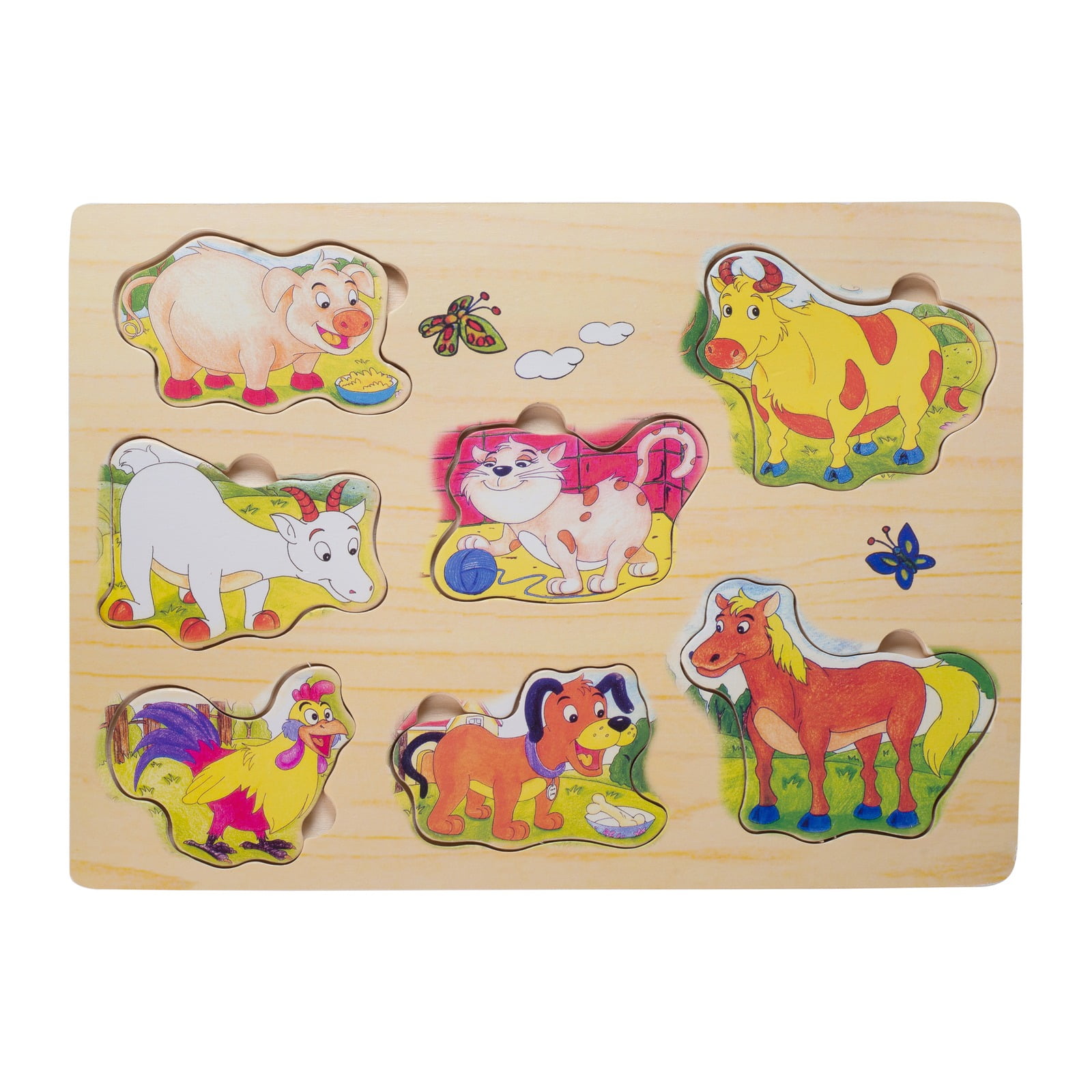 Eliiti Wooden Chunky Puzzle Set for Toddlers 2 to 4 Years Farm Safari Animals 