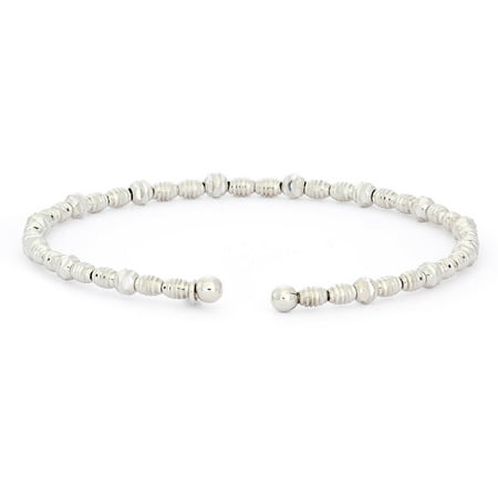 Giuliano Mameli Sterling Silver Rhodium-Plated Bangle with Oval and Round Faceted Beads