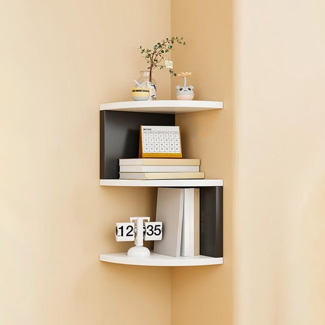 Fiudx Estante de Esquina, Elegante Organizador Multicompartimento, Gran Capacidad de Almacenamiento, Madera Resistente, Ideal para Dormitorio, Sala de Estar, Cocina y Decoración Moderna.