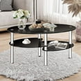thumbnail image 2 of HYJY Oval Black 3 Tier Tempered Glass Coffee Table Small Modern Center Table for Home Office,Living Room,Small Spaces, 2 of 8