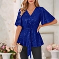 thumbnail image 5 of frariair Ladies Sparkle Detail Blouse Featuring Slimming Silhouette And Breathable Fabric For Night Out Elegance Blue, 5 of 6