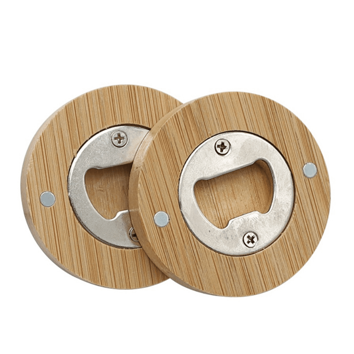 30PCS DIY Bamboo Round Shape Bottle Openers Coaster Fridge Magnet Refrigerator Sticker Bar Deco 1377